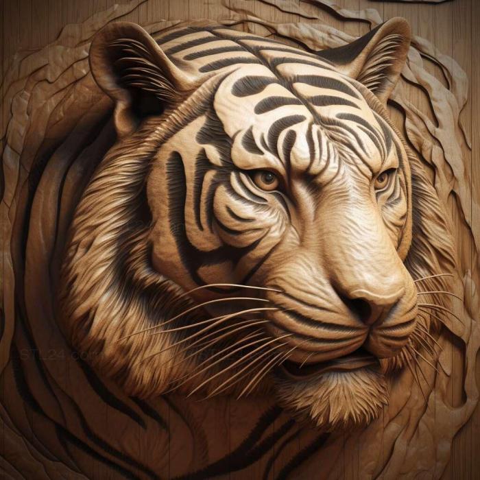 Природа и животные (Тигр 3, NATURE_7619) 3D модель для ЧПУ станка